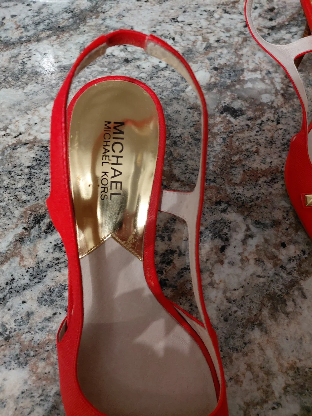 MICHAEL Michael Kors **Orange** Gold Studded Slingback Heels